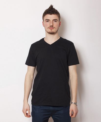 4.5oz ソフトスタイル VネックTシャツ/036C ブラック メンズ
