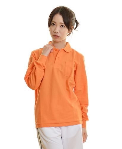 T/C長袖ポロシャツ（ポケット付）015オレンジ レディースモデル 