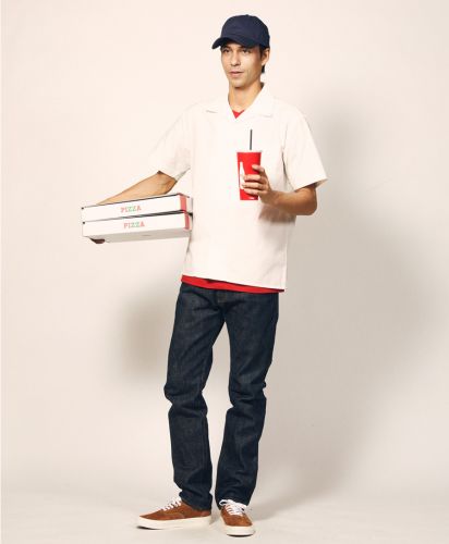 T/Cオープンカラー ショートスリーブシャツ/003 オフホワイト Lサイズ メンズモデル 182cm