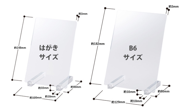 アクリルスタンドボードのサイズ詳細画像