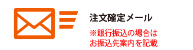 step3 銀行振込・代引き・店頭受け渡しの場合 注文確定メールが届きます。銀行振込の場合は振込先がこのメールに記載されています。