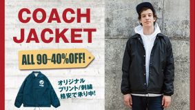 アパレルOEM用やスタッフジャンパー用、物販用等で、無地のコーチジャケットにオリジナルのプリントや刺繍、ワッペンもオレンジパームにお任せください。