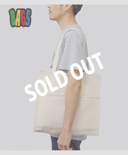 肩掛けポケット付コットントートバッグ(大)/NT/ナチュラル/SOLDOUT