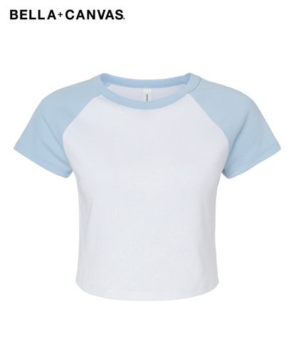 BELLA+CANVAS(ベラ キャンバス) レディース マイクロリブ ラグラン BabyTシャツ／White/Baby Blue