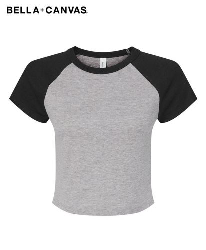 BELLA+CANVAS(ベラ キャンバス) レディース マイクロリブ ラグラン BabyTシャツ／Ath Hthr/Black