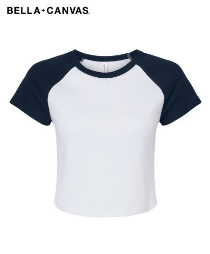 BELLA+CANVAS(ベラ キャンバス) レディース マイクロリブ ラグラン BabyTシャツ／White/Navy