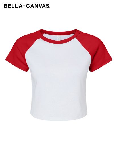 BELLA+CANVAS(ベラ キャンバス) レディース マイクロリブ ラグラン BabyTシャツ／White/Red