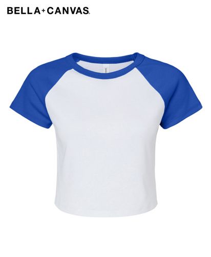 BELLA+CANVAS(ベラ キャンバス) レディース マイクロリブ ラグラン BabyTシャツ／White/Tr Royal
