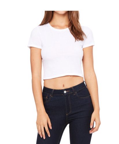 BELLA+CANVAS(ベラ キャンバス)レディース クロップドTシャツ/モデル着用：WH｜サイズ感はスリムフィット