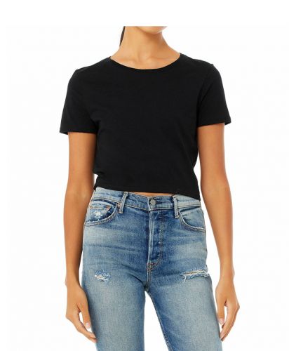 BELLA+CANVAS(ベラ キャンバス)レディース クロップドTシャツ/モデル着用：BK｜サイズ感はスリムフィット