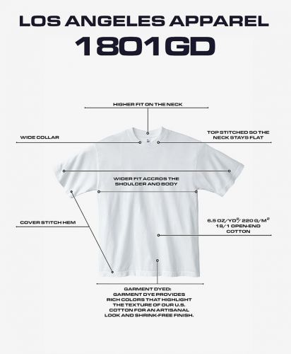 ロサンゼルスアパレル(Los Angeles Apparel)TS/S GARMENT DYE CREW NECK 6.5oz/WH ホワイト