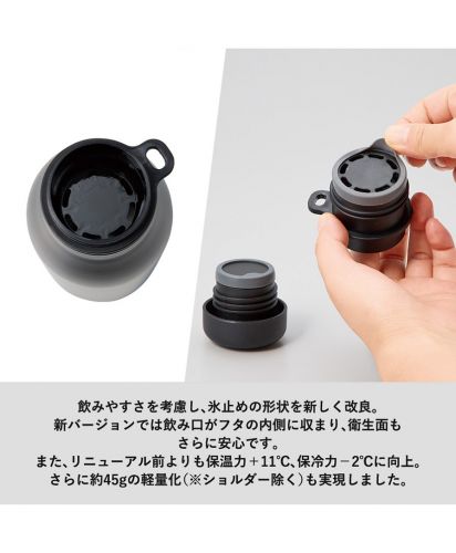 モッテル(MOTTERU)MOTTERUショルダーサーモステンレスボトルPLUS/飲みやすさを考慮し、氷止めの形状を新しく改良。