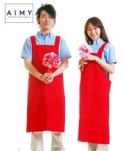 H型エプロン 010レッド  メンズ170cm Lサイズ/ レディース 160cm Mサイズ