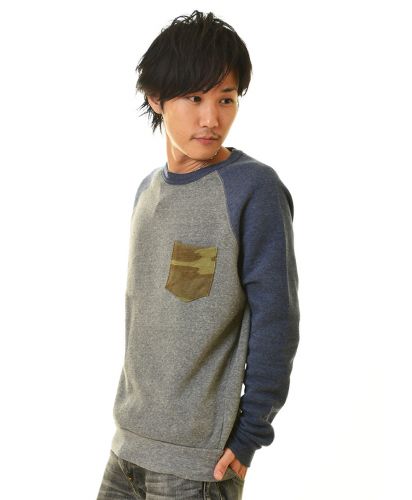 THE COLOR BLOCKED FLEECE GNグレー×ネイビー メンズ