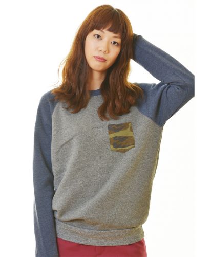 THE COLOR BLOCKED FLEECE GNグレー×ネイビー レディース