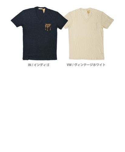 リネンVネックポケット付きTシャツ展開カラー