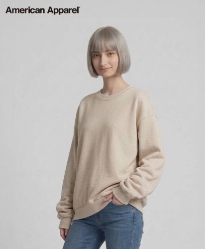 American Apparel (アメリカンアパレル)7.6oz リフレックスフリース ユニセックス スウェットシャツ/モデル着用：0M7 ボーン