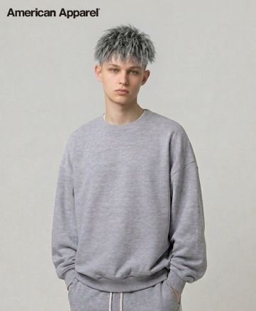 American Apparel (アメリカンアパレル)7.6oz リフレックスフリース ユニセックス スウェットシャツ/モデル着用：18Z ヘザーグレー