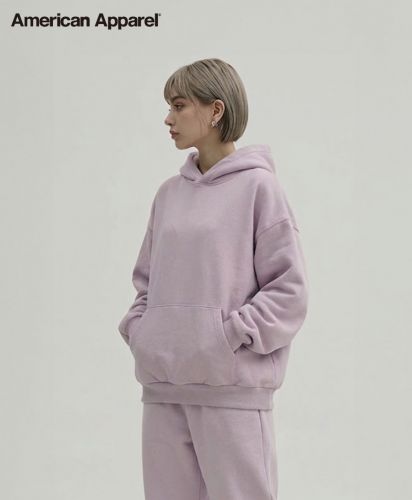 American Apparel (アメリカンアパレル)7.6oz リフレックスフリース ユニセックス プルオーバーパーカー/モデル着用：0M9 ブラッシュ