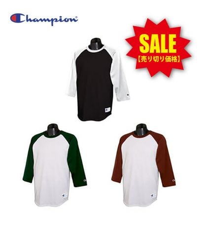 Champion 5.2oz ７分袖ラグランTシャツ_在庫一掃SALE