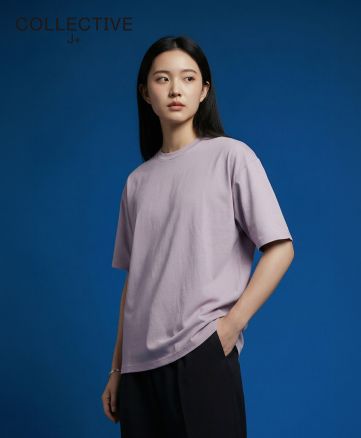 COLLECTIVE J+(コレクティブ・ジェイ・プラス)ハイエンド シルキーTシャツ/314 ライトバープル:身長162cm/Mサイズ香用