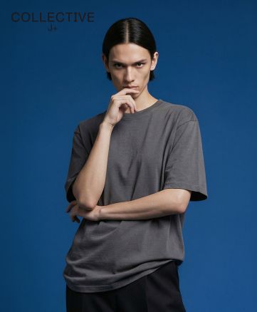 COLLECTIVE J+(コレクティブ・ジェイ・プラス)ハイエンド ヴィンテージTシャツ/009 ダークグレー：身長186cm／Lサイズ着用