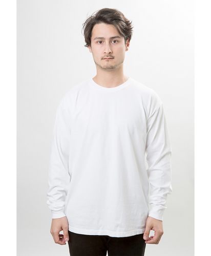 6.1OZ ガーメントダイ長袖Tシャツ/001Wホワイト_メンズ