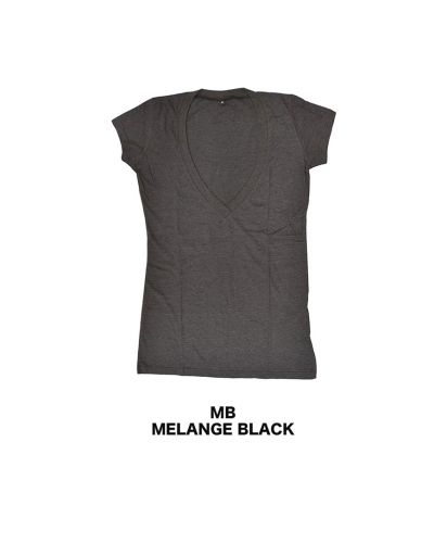 レディースVネックファインジャージチュニック MB/MELANGE BLACK展開カラー