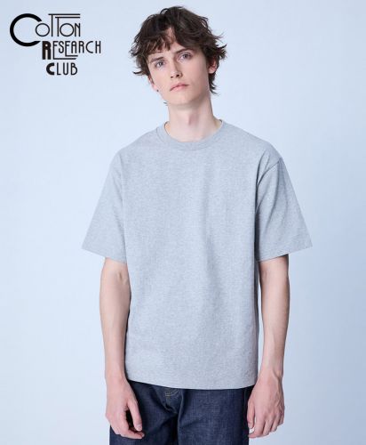 COTTON RESEARCH CLUB(コットンリサーチクラブ)チューブラーTシャツ（日本製）/モデル着用：04ヘザーグレー