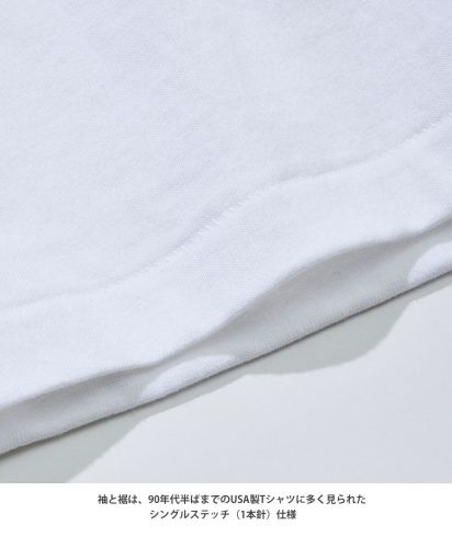 COTTON RESEARCH CLUB(コットンリサーチクラブ)チューブラーTシャツ（日本製）/袖と裾はシングルステッチ (1本針) 仕様