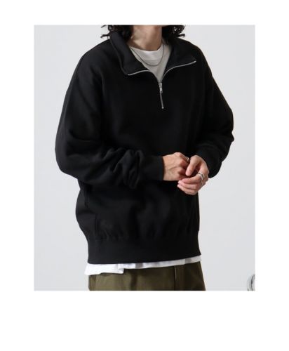 レギュラーウェイトハーフジップスウェットシャツ/モデル身長：178cm着用サイズ：XL