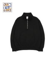 レギュラーウェイトハーフジップスウェットシャツ/ 09 ブラック