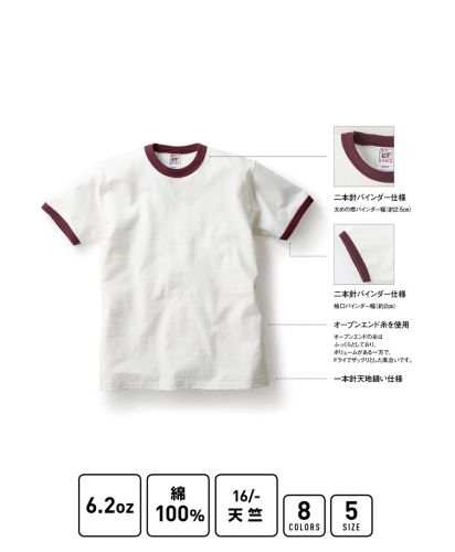 オープンエンドマックスウエイトリンガーTシャツ/詳細
