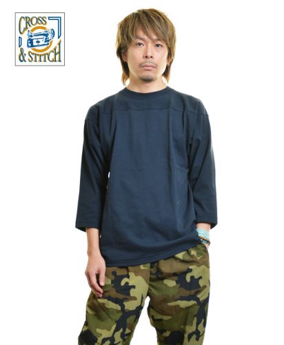 オープンエンド フットボールオープンエンド フットボールTシャツ/69 ネイビー Lサイズ着 メンズモデル170cmTシャツ/BACKスタイル