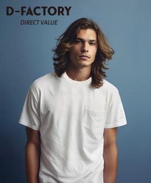 6.6オンス オープンエンドコンフォートTシャツ（ポケット付き）/001ホワイト メンズモデル182cm L着用