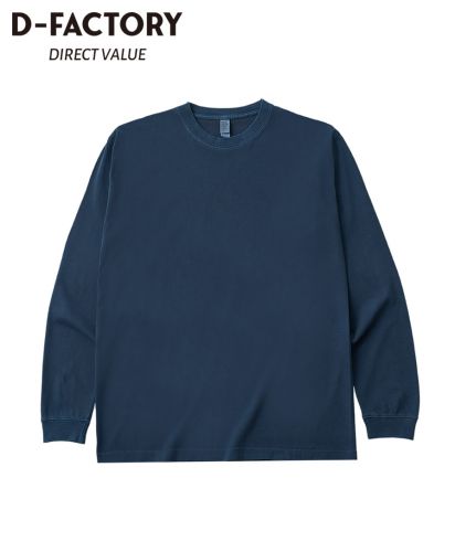 D-FACTORY(ディーファクトリー) 6.6オンス ロングスリーブガーメントダイTシャツ（1.6インチリブ）/503 ヴィンテージネイビー