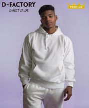 D-FACTORY(ディーファクトリー)8.8オンス ハイパープルオーバーフーディ/モデル着用:001 ホワイト 身長177cm / XLサイズ着用
