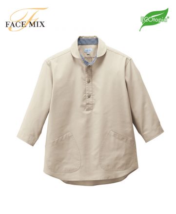 フェイスミックス(FACE MIX)プルオーバー七分袖シャツ/1 ベージュ