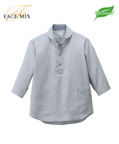 フェイスミックス(FACE MIX)プルオーバー七分袖シャツ/2 グレー