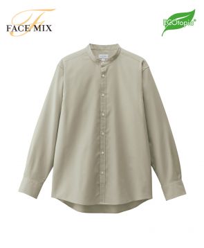 フェイスミックス(FACE MIX)バンドカラー長袖シャツ/24 スモーキーグリーン