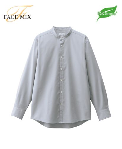 フェイスミックス(FACE MIX)バンドカラー長袖シャツ/2 グレー