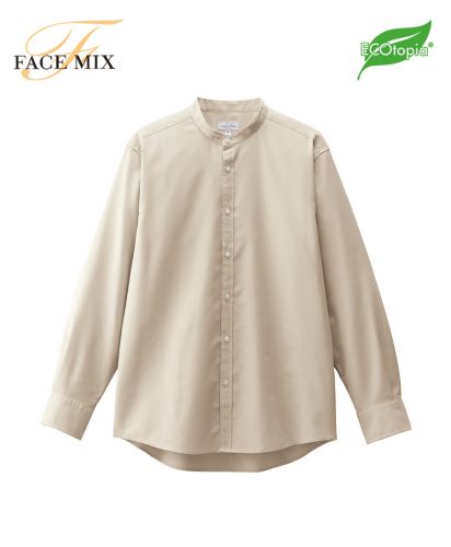 フェイスミックス(FACE MIX)バンドカラー長袖シャツ/1 ベージュ