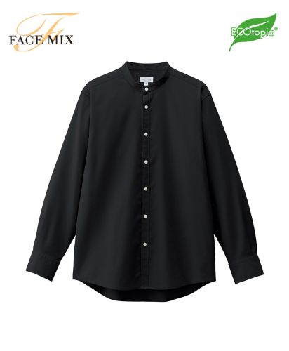 フェイスミックス(FACE MIX)バンドカラー長袖シャツ/16 ブラック