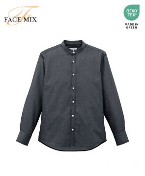 フェイスミックス(FACE MIX)バンドカラー長袖シャツ/16ブラック