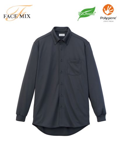 フェイスミックス(FACE MIX)ユニセックスボタンダウン長袖シャツ/2チャコールグレー
