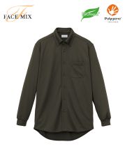 フェイスミックス(FACE MIX)ユニセックスボタンダウン長袖シャツ/4カーキ