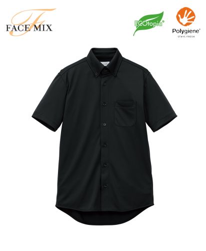 FACE MIX(フェイスミックス)ユニセックスボタンダウン半袖シャツ/16ブラック