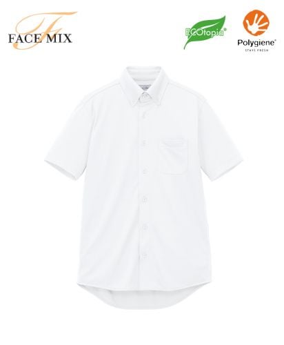 FACE MIX(フェイスミックス)ユニセックスボタンダウン半袖シャツ/15ホワイト