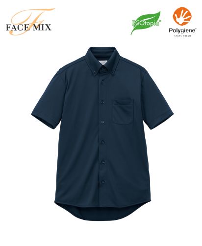 FACE MIX(フェイスミックス)ユニセックスボタンダウン半袖シャツ/8ネイビー