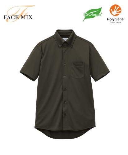 FACE MIX(フェイスミックス)ユニセックスボタンダウン半袖シャツ/4カーキ